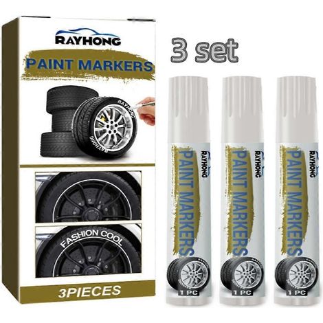 Lot de 9 marqueurs de peinture blancs pour pneus, crayons de couleur pour peinture automobile, marqueurs pour jantes, marqueurs pour caoutchouc de voiture (1/4)