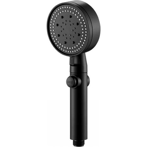 Black Water Saving Shower Head, 5 Modes, Adjustable High Pressure, Single Stop Button, Bathroom Accessories (1/5)