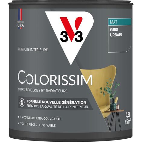 Peinture murale intérieure Colorissim® V33 Gris urbain Mat 0,5L