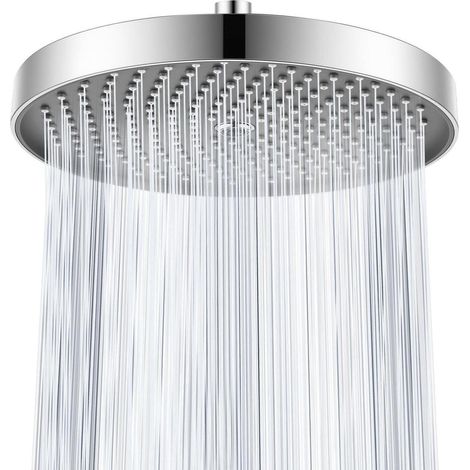 10 Zoll Regendusche mit Schwenkgelenk, Anti-Kalk-Düsen, Wassersparend, Chrom/Schwarz (1/5)