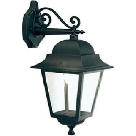 Applique Grande In Basso Da Esterno Quadrata Alluminio E Vetro Nero 1 Luce E27