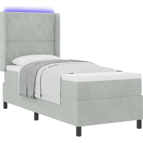 Maison Exclusive - Lit à ressorts avec matelas Gris clair 80 x 200 cm Velours