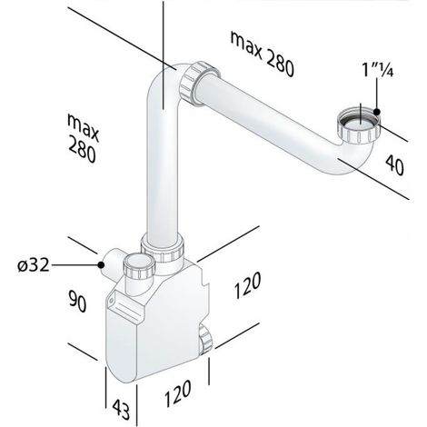 SCELTO DA DESIVERO SIFONE SALVASPAZIO IN ABS 1"1/4 X MOBILI BAGNO USCITA D32 codice prod: DSV20950