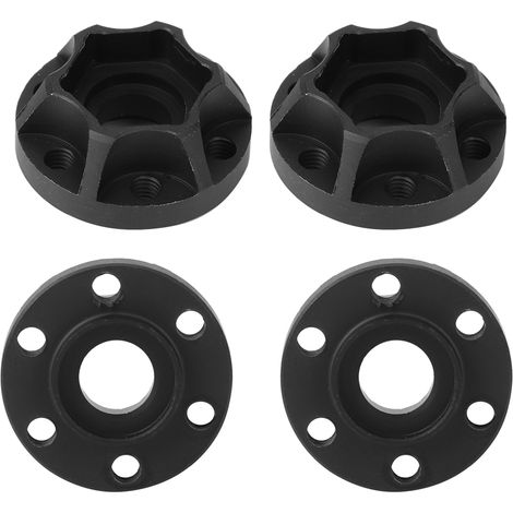 4 Adaptateurs Hexagonaux Noirs pour Roues RC, Compatibles SCX10 1/10 et Jantes 1.9/2.2 Pouces - 11mm (1/5)