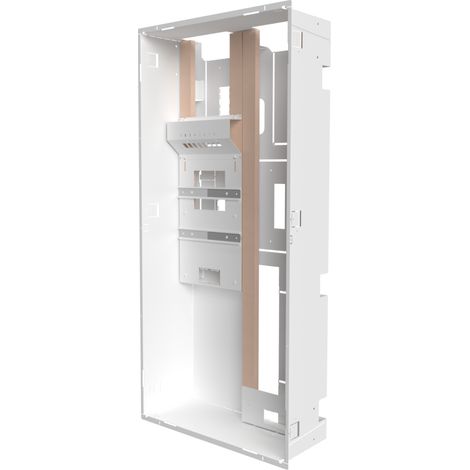 Atole – Bac d'encastrement mural en acier blanc – 2 travées pour 13 modules – Dimensions H. 1105 mm L. 530 mm P. 199 mm – Support 2 prises et 8 RJ45