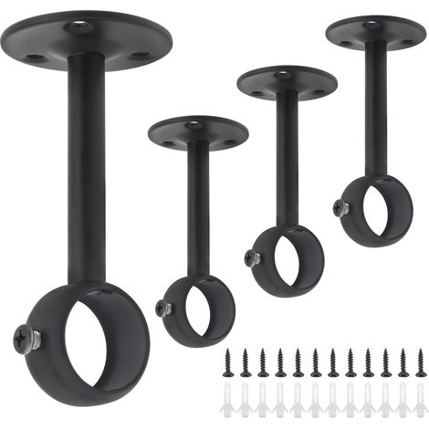 Supports pour tringles à rideaux, 4 pièces Acier inoxydable Robuste Support de tringle à rideau pour plafond pour tringles à rideaux de 25 mm (4, 25MM) (1/5)