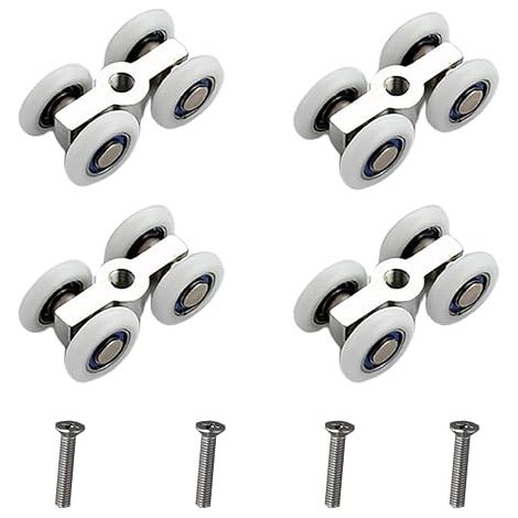 Roulettes Porte de Douche, Roulettes pour Porte Coulissante, Roulement à Billes en Métal pour Rail de Porte Coulissante, Glissement Silencieux, Adapté Douche, Cuisine, Baie Vitrée et Intérieur (1/5)