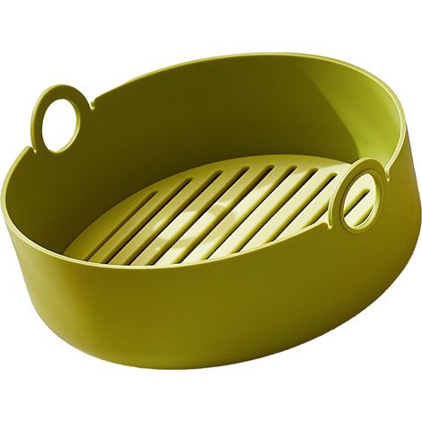 Doublures en silicone pour friteuse à air chaud, panier de cuisson épais et résistant à la chaleur, pour four et barbecue, outil vert rond (1/5)