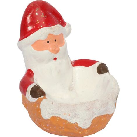 Portacandele a forma di Babbo Natale in ceramica rossa e marrone (1/2)