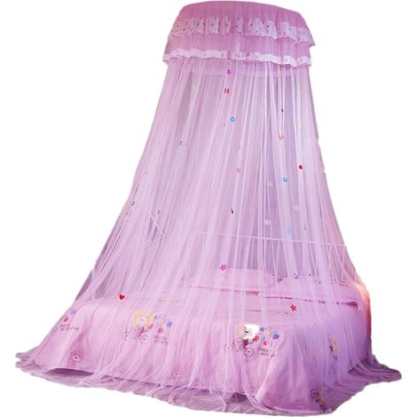 Moustiquaire ronde en dentelle pour lit, ciel de lit rose chambre (1/5)