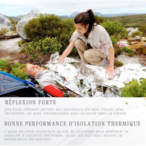 Couverture De Survie - 210 x 160 cm - Réutilisable Imperméable Coupe-Vent - Pour Premiers Secours Plein Air Montagne - Lot De 4 (1/4)