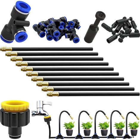 360° verstellbares Sprinkler-Set, automatisches Zerstäubungs-Tropfbewässerungsset mit 10-mm-Schnelladapter zur Bewässerung von Rasenflächen, Terrassen und Gärten