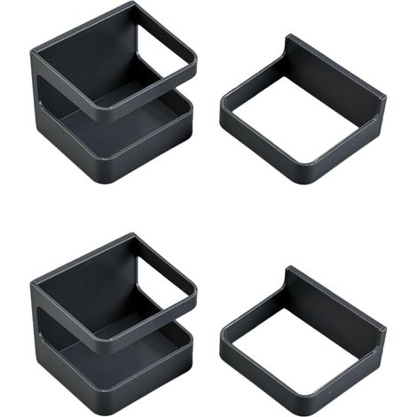 Lot de 4 porte-parapluies muraux avec bac de récupération amovible autocollant pour cuisine, salle de bain et couloir, design peu encombrant pour le rangement des parapluies et des petits (1/5)