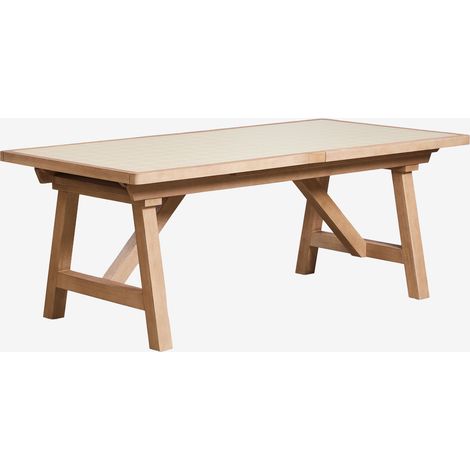 SKLUM Rechteckiger Esstisch 200-260-320x100 cm ausziehbar aus Akazienholz Dubai Beige Tapioca                                  