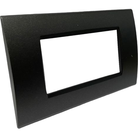 Placchetta per interruttore a 4  posti nera cassetta 504 compatibile con bticino living light supporto cover (1/2)