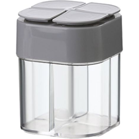 Pot à Épices Hermétique 4 Compartiments avec Cuillère Idéal pour Sel. Sucre. MSG et Assaisonnements. Design Compact et Pratique en Plastique Résistant (1/5)