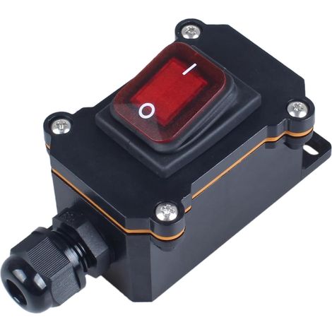 IP67 Garten Schalter Wasserdicht Kabelschalter,16A 250V Roter Outdoor Boots-Schalter mit Schraubklemmen, Wasserdichter Außenschalter für Lampen, Garten, Boote (1/5)