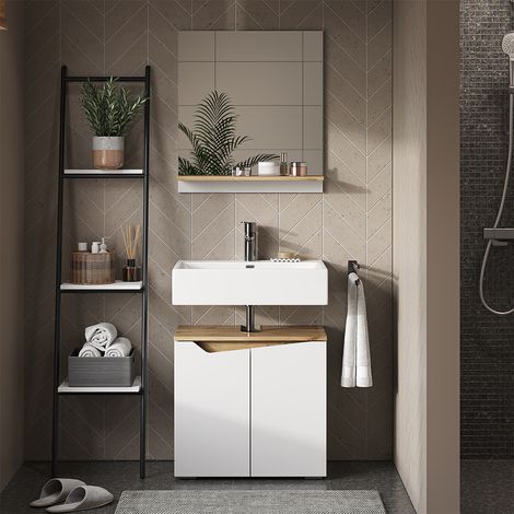Armoire de toilette Marelle, Blanc, 60 x 67 cm avec étagère, Vicco
