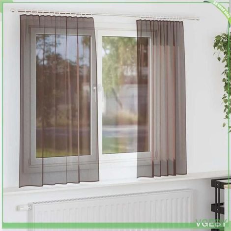Rideaux en voile - FAFEISY - 4102171 - Marron - 100% polyester - 2 pièces - Passe-tringles (1/5)