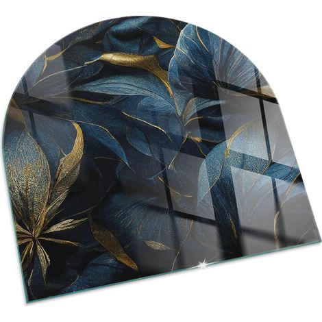 Plaque Carrée en verre trempé de sol décorative imprimée premium sous cheminée Feuilles élégantes en relief 100x100 cm (1/5)