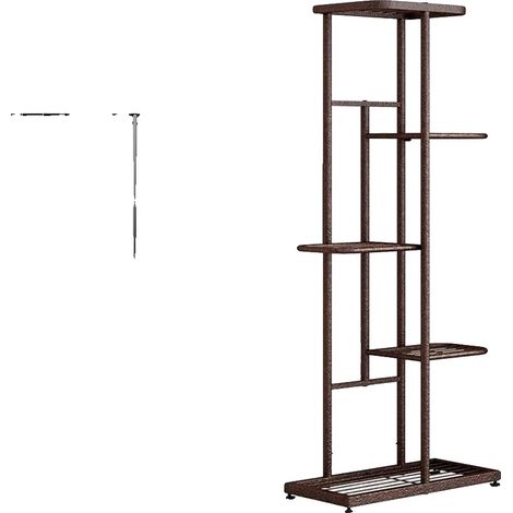 Metall Pflanzenständer, 5-stufiges Design, langlebige Eisenkonstruktion, BRAUN (1/2)