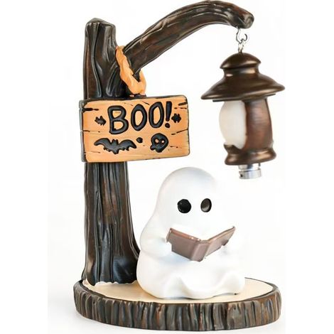 Halloween-Leselampe mit Geistermotiv, Baumstumpf-Anhänger, Geisterornament aus Kunstharz, Großhandel - Geisterstraßenlaternen -