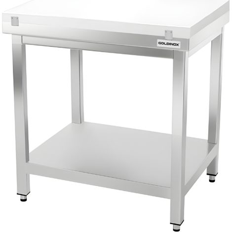 Table de travail en inox 800x700 mm avec plaque de découpe blanche PREMIUM - GOLDINOX (1/4)