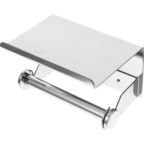 Porte-papier toilette Hemobllo avec étagère argentée, fixation (1/5)