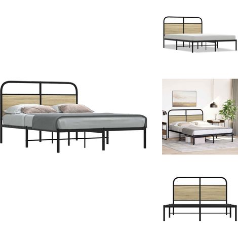 Bettgestell ohne Matratze 140x190 cm Sonoma-Eiche Holzwerkstoff - Bettgestell - Bettgestelle - Schlafzimmermöbel - Bett (1/5)