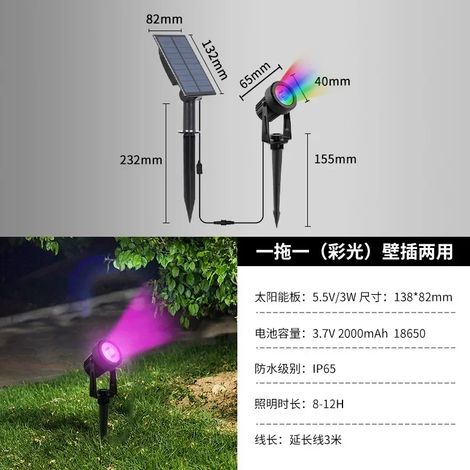 (RGB 1) Nouvelle lampe solaire LED d'extérieur, projecteur solaire, lampe de jardin solaire étanche IP65, applique murale (1/5)
