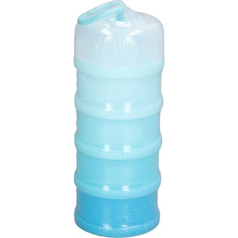 Distributeur de lait en poudre, 3 niveaux, empilable, récipient portable pour conserver les collations et le lait maternisé partout, bleu. (1/5)