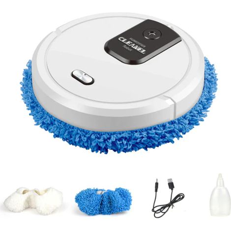 Robot aspirateur laveur intelligent blanc, nettoyage automatique avec pulvérisation UV et humidification pour maison (1/2)