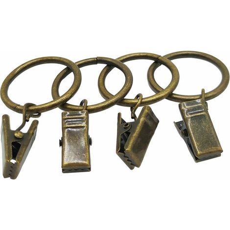 Lot de 50 anneaux de rideaux en métal antirouille, diamètre 32mm, anneaux en Bronze avec clips pour rideaux (1/5)