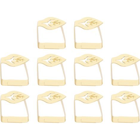 10 Pinces à Nappe en Acier Inoxydable Style Feuille, Antidérapantes et Multifonction pour Fêtes Familiales ou Café, Couleur Or (1/5)