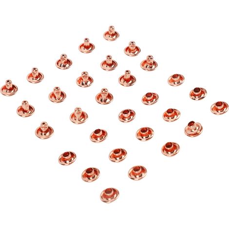 Lot de 100 rivets métalliques dorés rose, brillants et très résistants, pour la confection de ceintures et autres créations en cuir (8 x 6 mm).