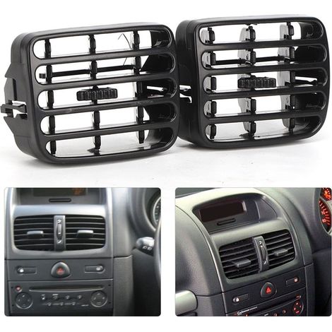 Grilles d'aération ventilation centrale noir pour Clio MK2 1998-2006 – Matériau ABS – Installation facile – Améliore circulation d'air (1/5)