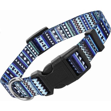 Hondenhalsband van nylon met bohemian patroon, zacht en comfortabel, verstelbare puppyhalsband in etnische stijl voor honden en katten (Bohemian Blue, M) (1/5)