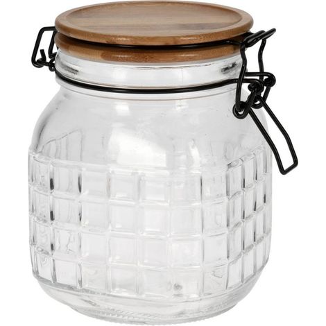 Tarro con tapa de bamb煤 de 1,1 L - Contenedor de almacenamiento universal