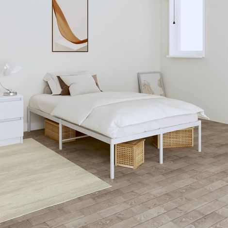 Lit double pour adulte Moderne Cadre de lit - métal blanc 120x200 cm BV193432 - BonneVie (1/5)