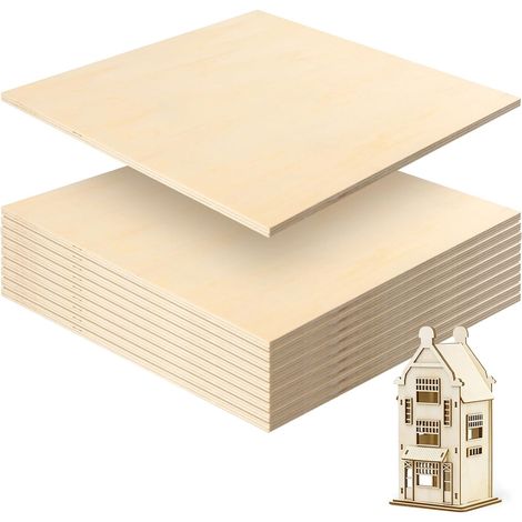 Lot de 10 feuilles de contreplaqué de 300 x 300 x 6 mm, feuilles de tilleul brut pour travaux manuels, feuilles de contreplaqué de tilleul, planches de bois de 6 mm d'épaisseur pour loisirs (1/5)