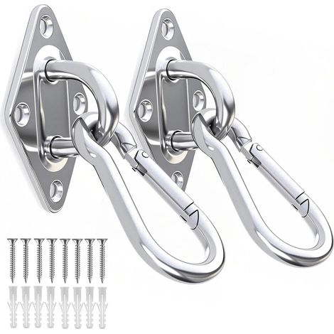 Kit De Fixation Pour Hammock - Plaque Crochet Inox M10 - Charge Maximale 300 Kg - Pour Balançoires Et Stores Extérieurs - 2 Pièces