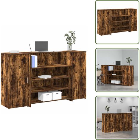 Comptoir de caisse - vidaXL Bureau de réception chêne fumé 180x50x103,5cm bois d'ingénierie - Armoire de rangement