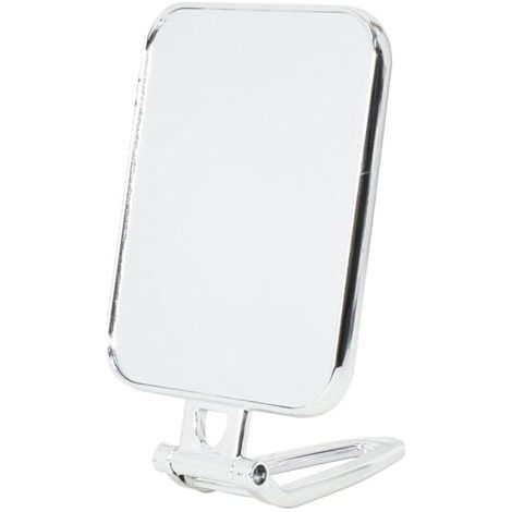 Miroir de Maquillage avec Poignée, Miroir de Poche de Voyage Double Face Miroir cosmétique pivotant à 270°, Miroir de Maquillage Pliable Miroir sur Pied, Miroir Rasage, Miroir Salle de Bain (Argent) (1/5)