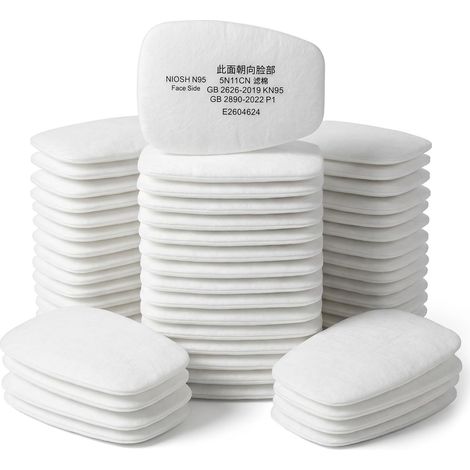 5N11 30 Pack Replacement Respirator Cotton Filter for Gas Masks 6200, 6502, 7502, 6800 and Ff402 Series Gas Masks for Dust, Paint, Spray, Products (1/5)