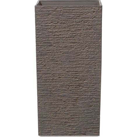 Haut Cache-Pot Marron Carré 35 x 35 x 70 cm Pot de Fleurs Robuste en Pierre et Polyrésine au Design Moderne Idéal pour Extérieur et Intérieur Beliani