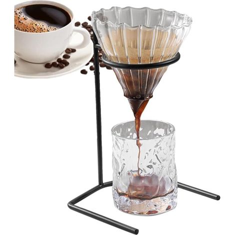 Supporto per caffè – Porta filtro per caffè, Porta filtro a goccia in metallo – Scolaacqua minimalista – Porta filtro a goccia manuale – Gocciolatore per caffè con b
