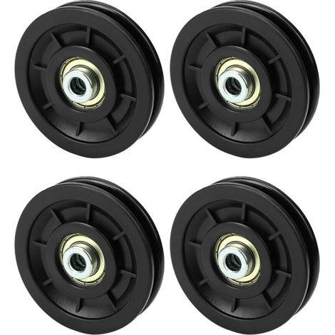 4 Pièces 90 mm Roulement Poulie en Nylon, Roue Universelle pour Équipements de , Charge Maximale de 450 kg, Convient aux Cordes jusqu'à 7 mm