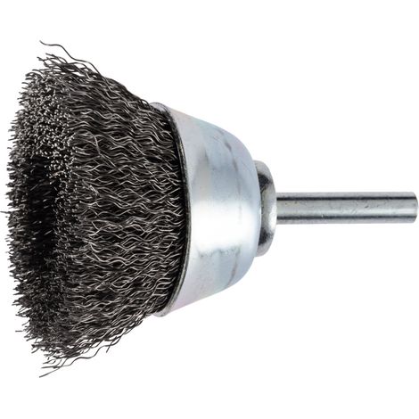 Spazzola a tazza D.50mm gambo 6mm spessore filo 0.3mm STA 10500min-¹ LESSMANN