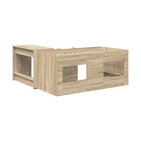 Lit haut pour enfant (avec bureau), ensemble 2 pièces, chêne Sonoma, chêne naturel élégant, pour chambre, décor moderne, facile à assembler (1/5)