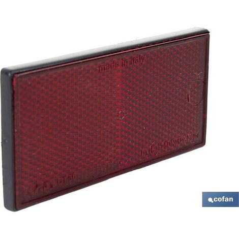 Réflecteur rectangulaire avec adhésif à poser sur véhicules 106x50mm en PMMA rouge (1/4)